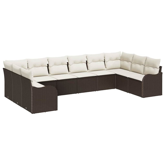 Set de canapele pentru grădină 10 pcs maro și alb Rattan poli - WALTI WALTI