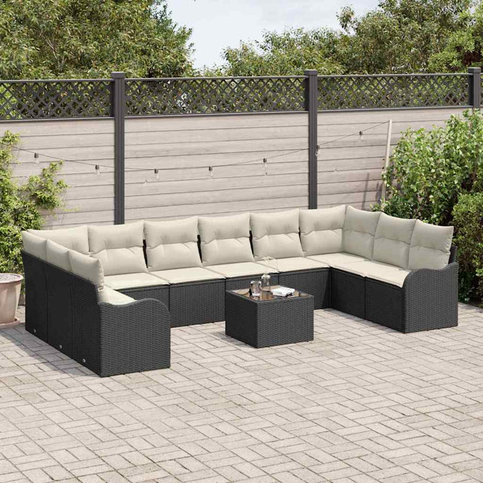 Set de canapele pentru grădină 11 pcs Negru și alb Rattan poli - WALTI WALTI
