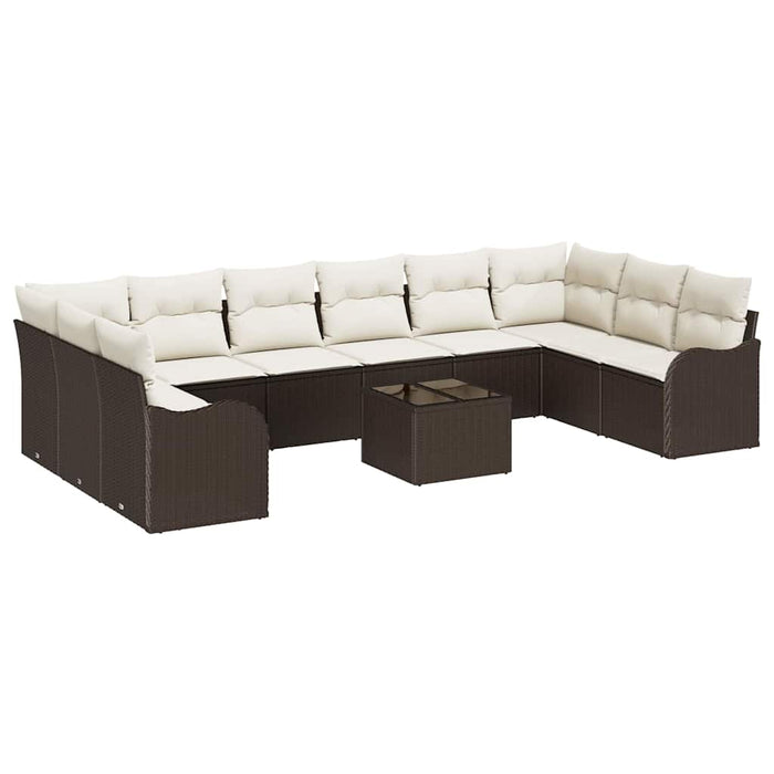 Set de canapele pentru grădină 11 pcs maro și alb Rattan poli - WALTI WALTI