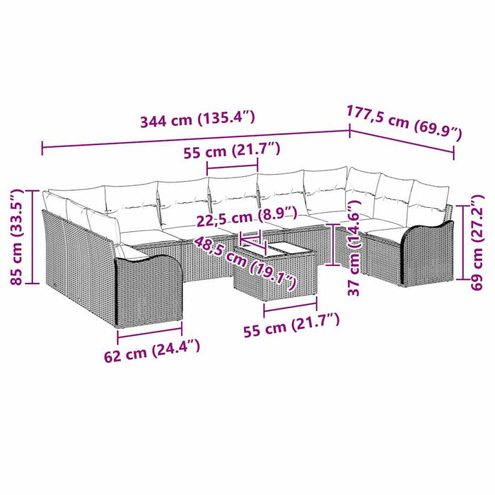 Set de canapele pentru grădină 11 pcs maro și alb Rattan poli - WALTI WALTI