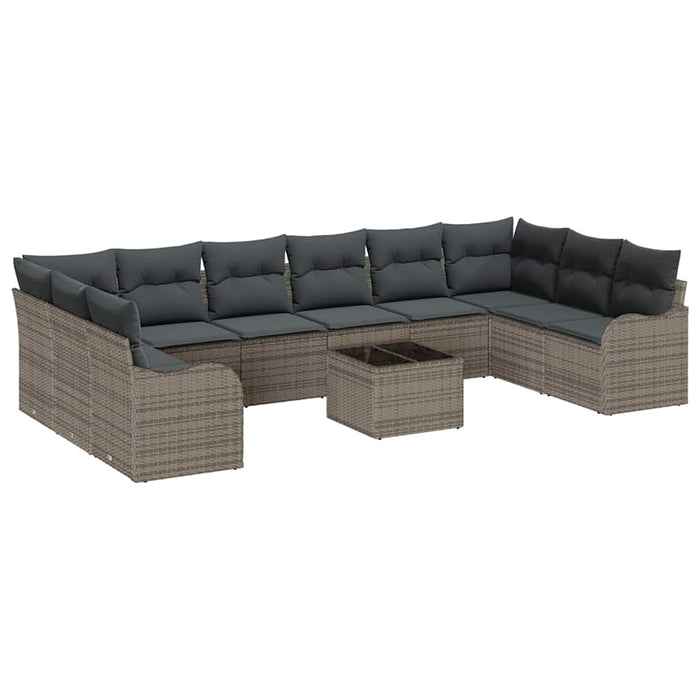 Set de canapele pentru grădină cu pernă 11 pcs Gri Rattan poli - WALTI WALTI