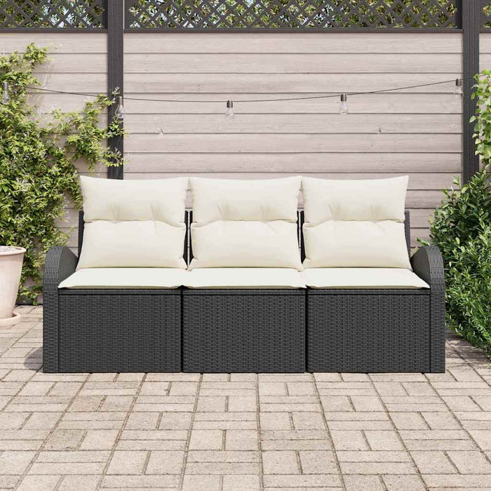 Set de canapele pentru grădină 3 pcs Negru, alb Rattan poli - WALTI WALTI