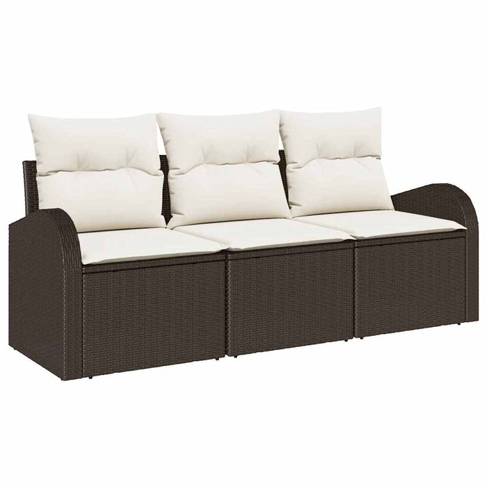 Set de canapele pentru grădină 3 pcs Maro și alb Rattan poli - WALTI WALTI