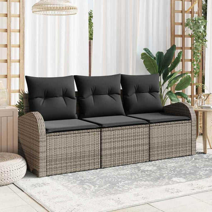 Set de canapele pentru grădină cu pernă 3 pcs Gri Rattan poli - WALTI WALTI