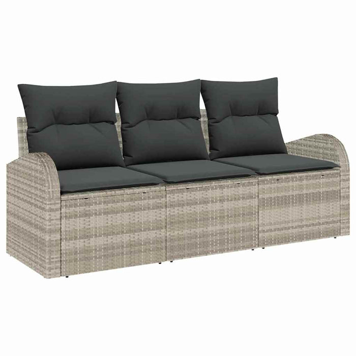 Set de canapele pentru grădină 3 pcs Gri deschis Rattan poli - WALTI WALTI