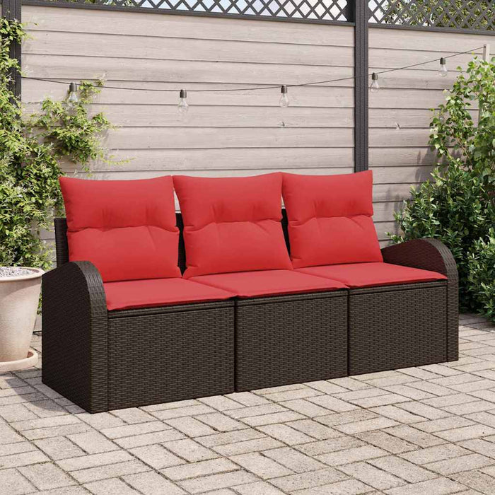 Set de canapele pentru grădină 3 pcs maro și roșu Rattan poli - WALTI WALTI