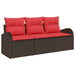 Set de canapele pentru grădină 3 pcs maro și roșu Rattan poli - WALTI WALTI
