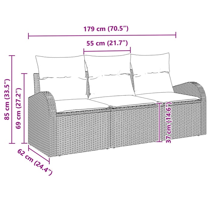 Set de canapele pentru grădină 3 pcs maro și roșu Rattan poli - WALTI WALTI