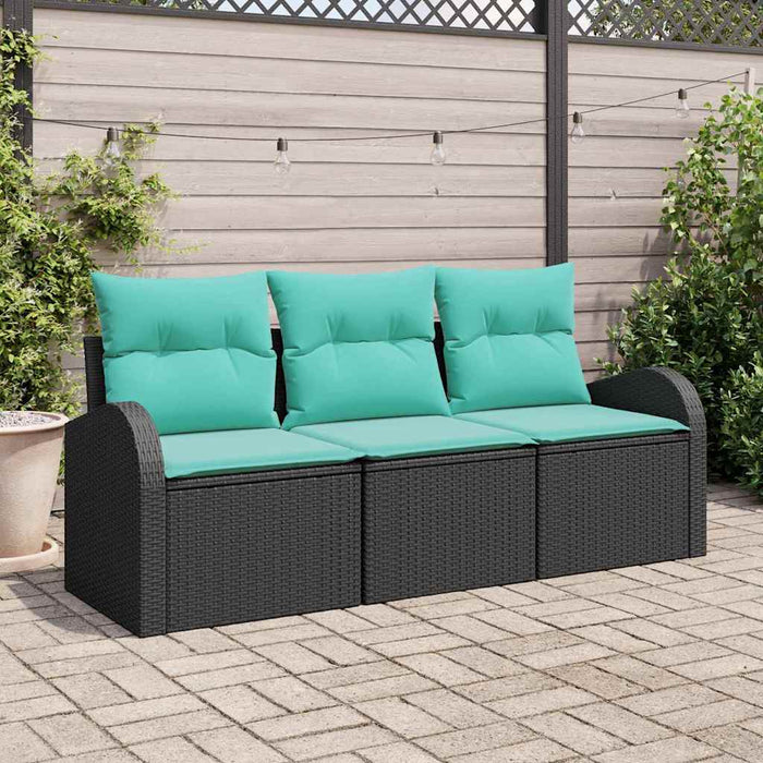 Set de canapele pentru grădină 3 pcs Negru și turcoaz WALTI
