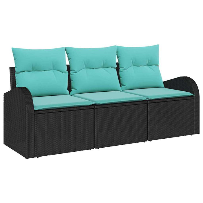 Set de canapele pentru grădină 3 pcs Negru și turcoaz WALTI