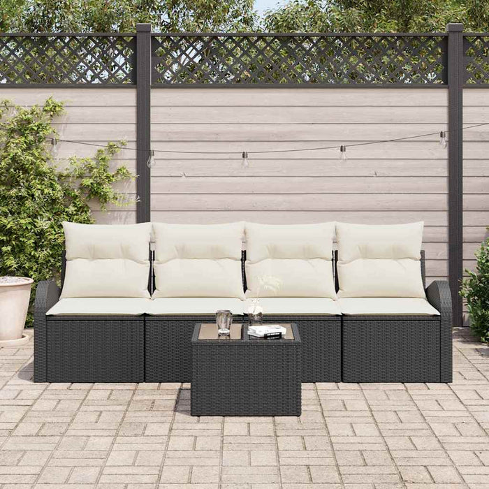 Set de canapele pentru grădină cu pernă 5 pcs Negru și Crem - WALTI WALTI