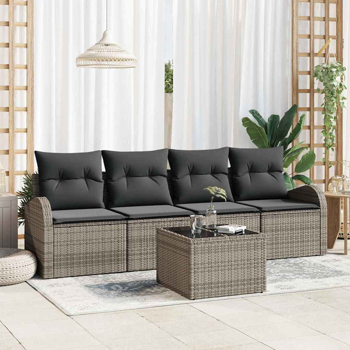 Set de canapele pentru grădină cu pernă cu depozitare 5 pcs Gri - WALTI WALTI