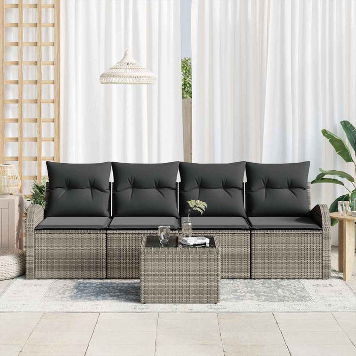 Set de canapele pentru grădină cu pernă cu depozitare 5 pcs Gri - WALTI WALTI