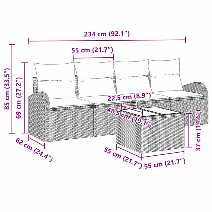 Set de canapele pentru grădină cu pernă cu depozitare 5 pcs Gri - WALTI WALTI
