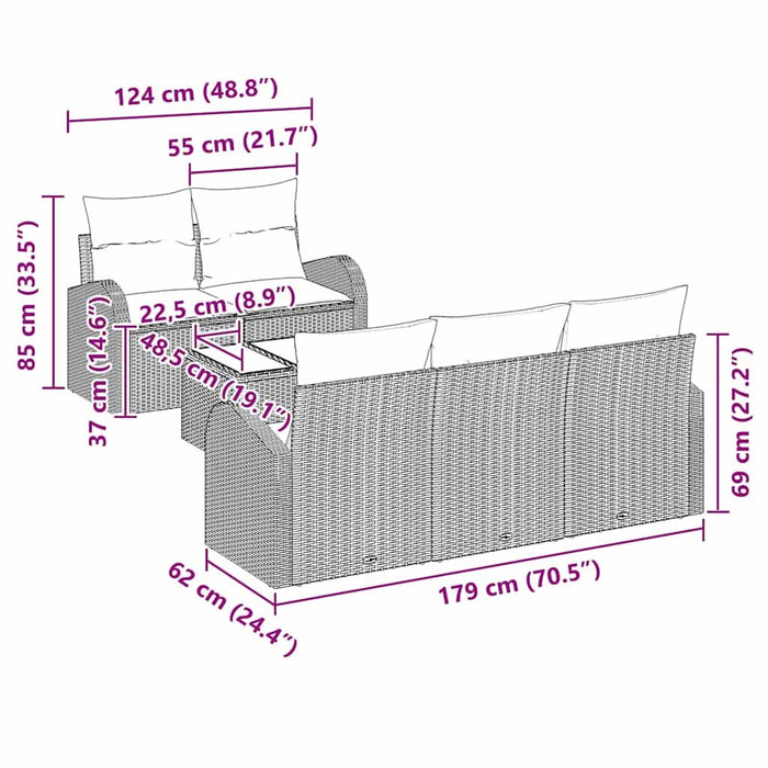 Set de canapele pentru grădină Manual 6 pcs Gri 55 x 55 x 37 cm - WALTI WALTI