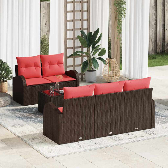 Set de canapele pentru grădină 6 pcs Beige și Roșu poliratan WALTI