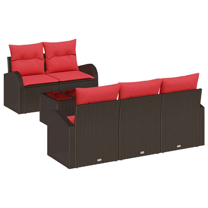 Set de canapele pentru grădină 6 pcs Beige și Roșu poliratan WALTI
