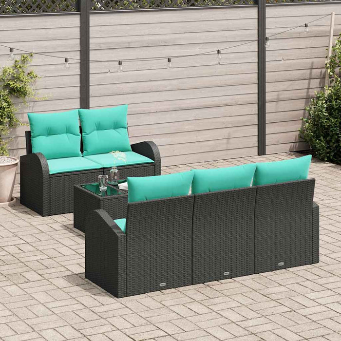 Set de canapele pentru grădină cu pernă 6 pcs Negru și Turcoaz WALTI