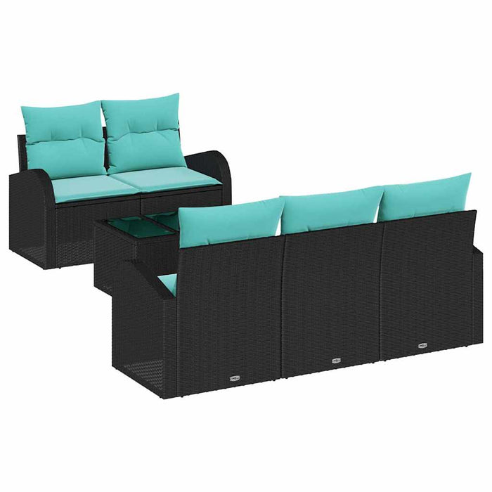 Set de canapele pentru grădină cu pernă 6 pcs Negru și Turcoaz WALTI