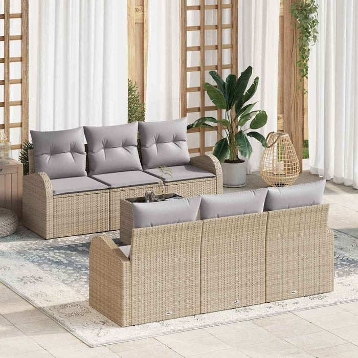 Set de canapele pentru grădină 7 pcs Bej și gri poliratan - WALTI WALTI