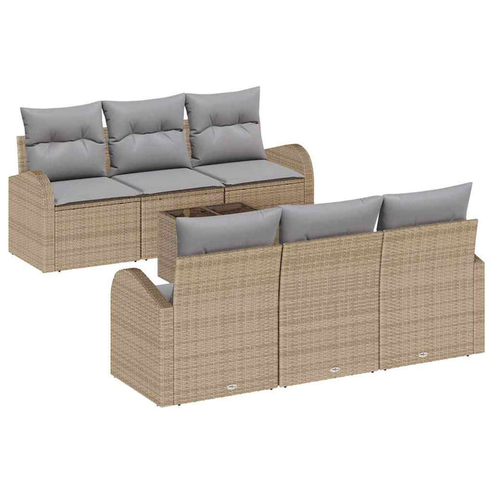 Set de canapele pentru grădină 7 pcs Bej și gri poliratan - WALTI WALTI