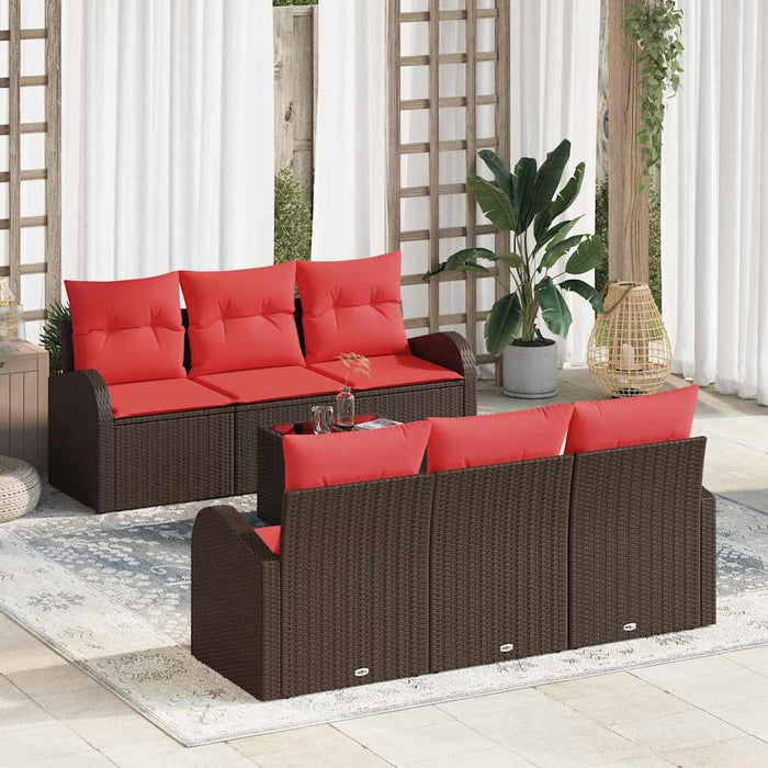 Set de canapele pentru grădină 7 pcs Beige și Roșu poliratan WALTI