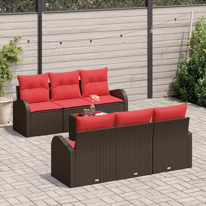 Set de canapele pentru grădină 7 pcs Beige și Roșu poliratan WALTI