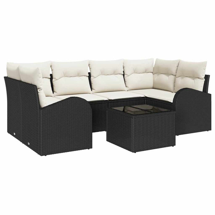 Set de canapele pentru grădină 7 pcs Negru și Crem poliratan - WALTI WALTI