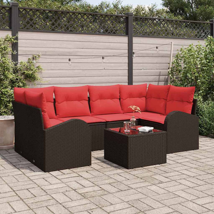 Set de canapele pentru grădină 7 pcs Beige și Roșu poliratan WALTI