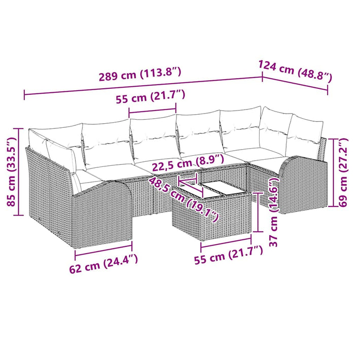 Set de canapele pentru grădină 8 pcs Maro, Crem 55 x 55 x 37 cm - WALTI WALTI