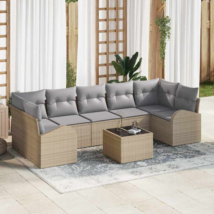 Set de canapele pentru grădină 8 pcs Bej, Gri 55 x 55 x 37 cm - WALTI WALTI