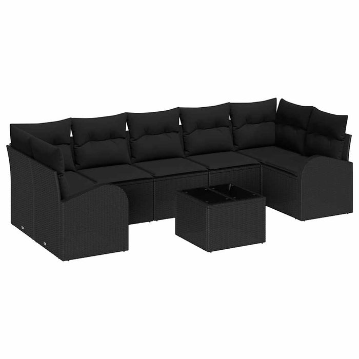 Set de canapele pentru grădină cu pernă Manual 8 pcs Negru - WALTI WALTI
