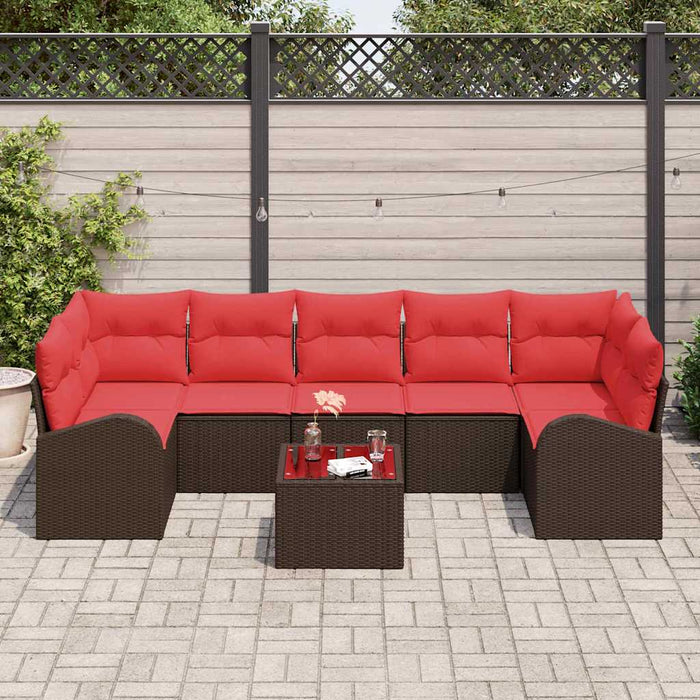 Set de canapele pentru grădină 8 pcs Beige și Roșu poliratan WALTI