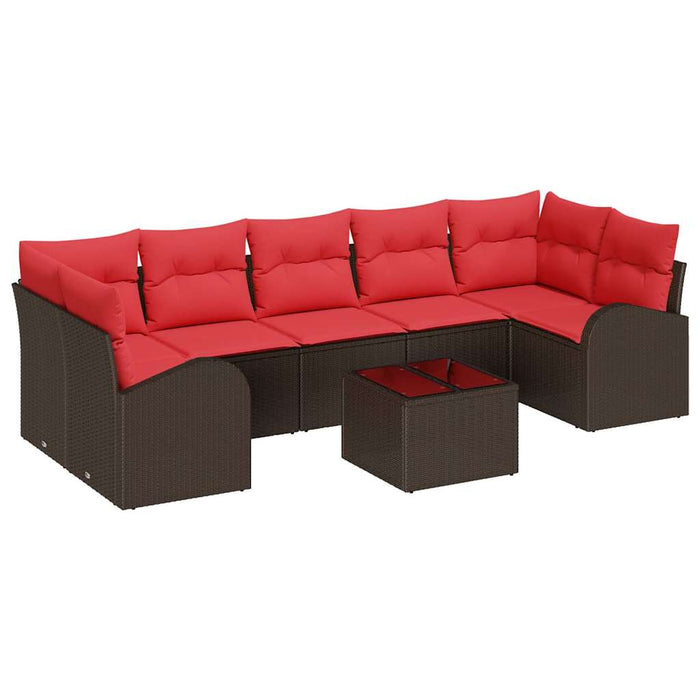 Set de canapele pentru grădină 8 pcs Beige și Roșu poliratan WALTI