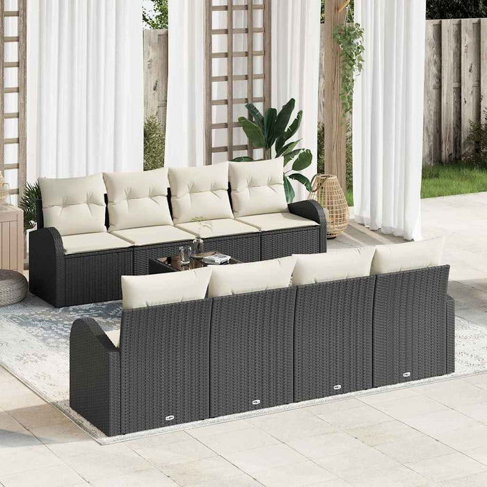 Set de canapele pentru grădină 9 pcs Negru și Crem poliratan - WALTI WALTI