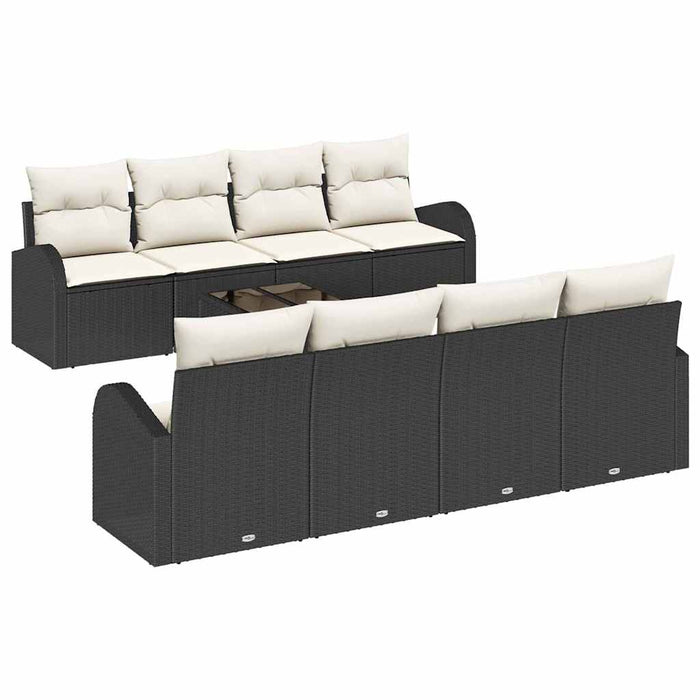 Set de canapele pentru grădină 9 pcs Negru și Crem poliratan - WALTI WALTI