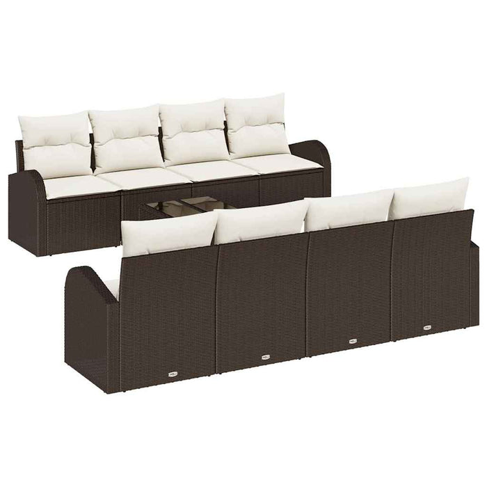Set de canapele pentru grădină cu pernă 9 pcs Maro și Crem - WALTI WALTI