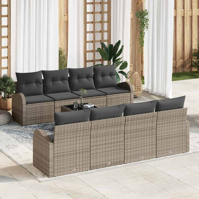Set de canapele pentru grădină cu pernă 9 pcs Gri poliratan - WALTI WALTI