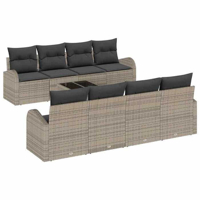 Set de canapele pentru grădină cu pernă 9 pcs Gri poliratan - WALTI WALTI