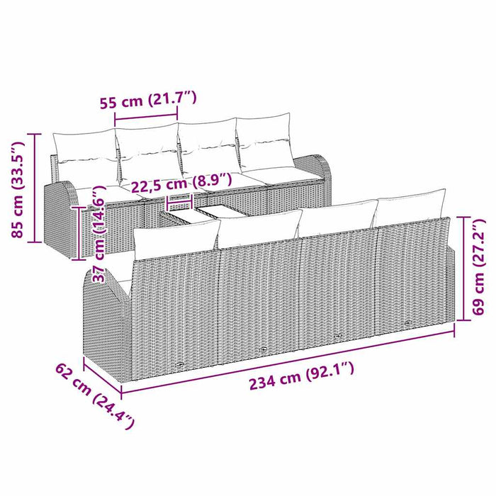 Set de canapele pentru grădină 9 pcs Gri deschis și gri închis - WALTI WALTI