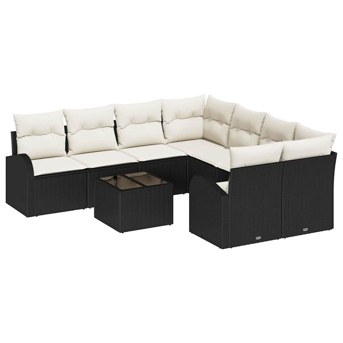 Set de canapele pentru grădină cu pernă 9 pcs Negru, Crem - WALTI WALTI