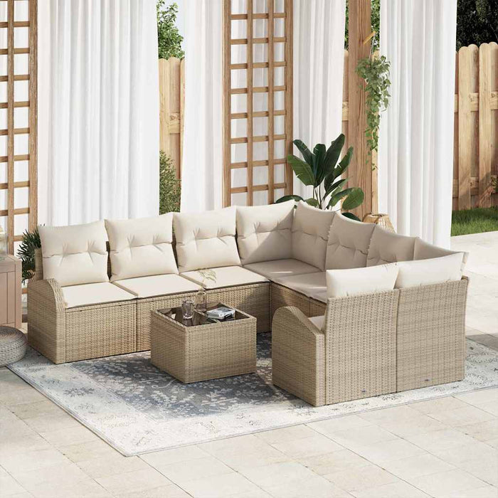 Set de canapele pentru grădină 9 pcs Bej, crem 55 x 55 x 37 cm - WALTI WALTI