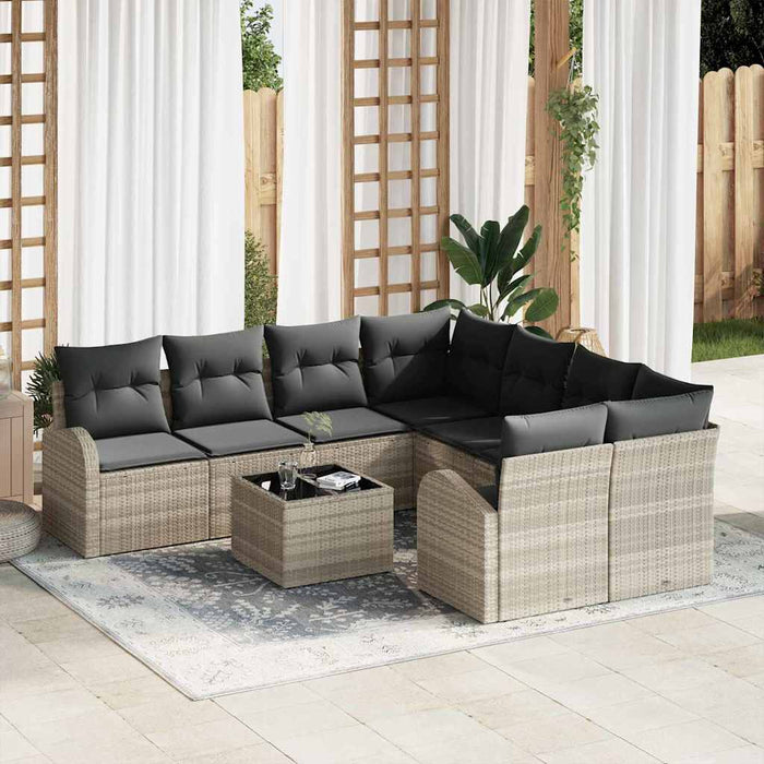 Set de canapele pentru grădină 9 pcs Gri deschis, Gri închis - WALTI WALTI