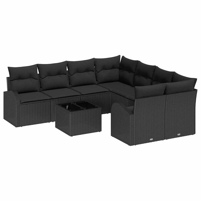 Set de canapele pentru grădină 9 pcs Negru 55 x 55 x 37 cm - WALTI WALTI