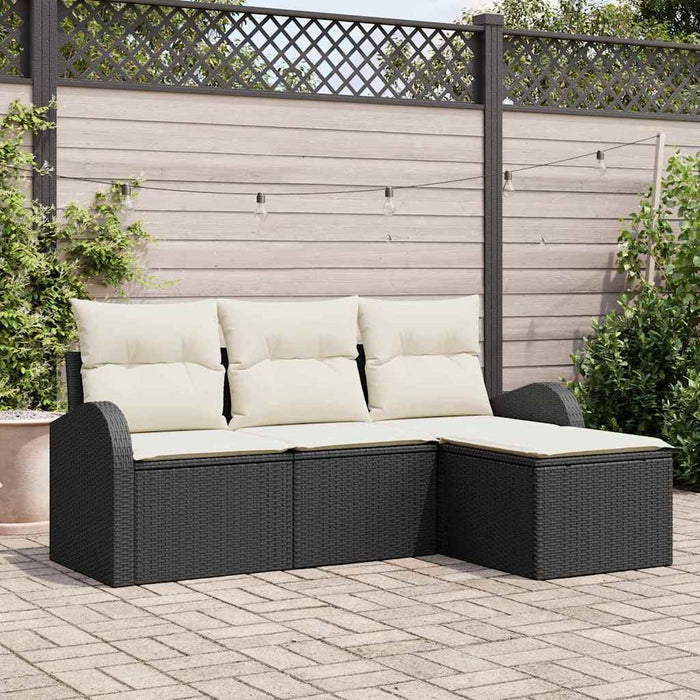Set de canapele pentru grădină 4 pcs Negru, alb Rattan poli - WALTI WALTI