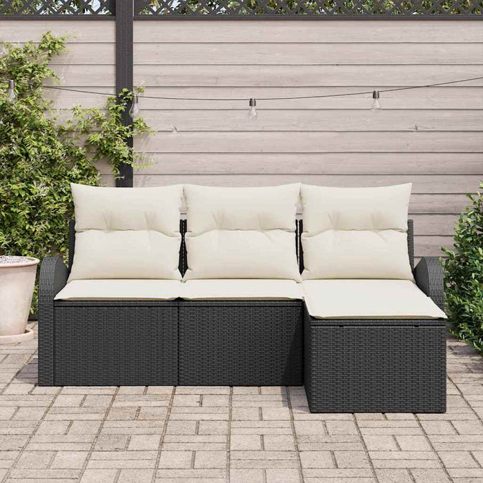 Set de canapele pentru grădină 4 pcs Negru, alb Rattan poli - WALTI WALTI