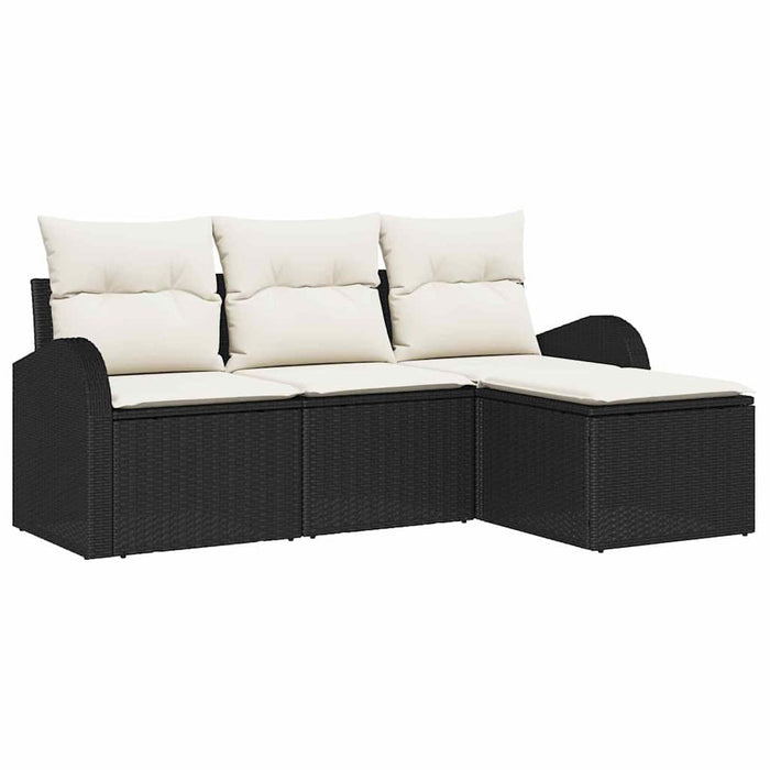 Set de canapele pentru grădină 4 pcs Negru, alb Rattan poli - WALTI WALTI