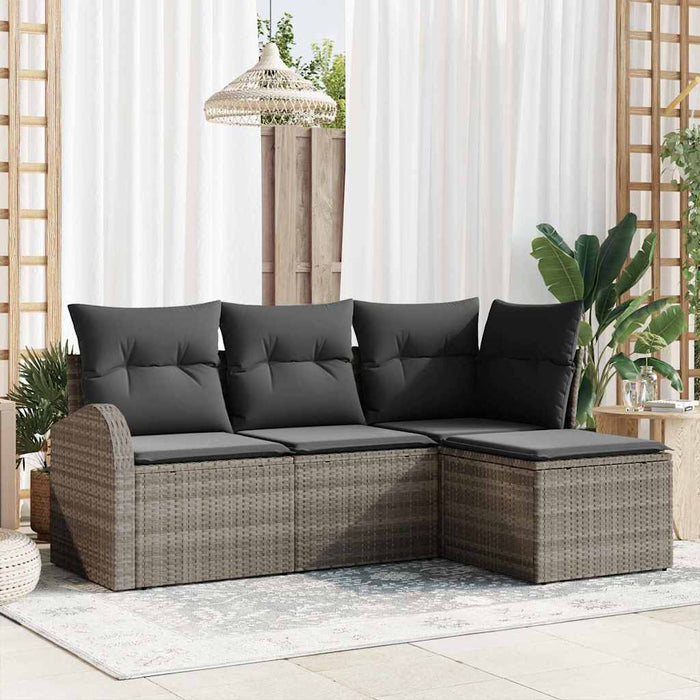 Set de canapele pentru grădină cu pernă 4 pcs Gri Rattan poli - WALTI WALTI