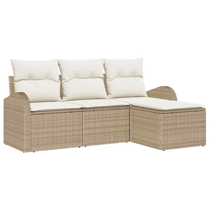 Set de canapele pentru grădină 4 pcs Bej, alb Rattan poli - WALTI WALTI