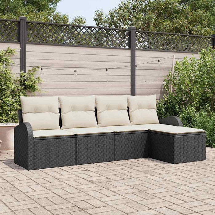 Set de canapele pentru grădină 5 pcs Negru, alb Rattan poli - WALTI WALTI
